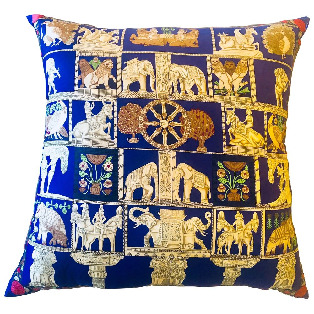 Enormous French Hollywood Regency Style Hermès "Torana" Silk Stuffed Pillow