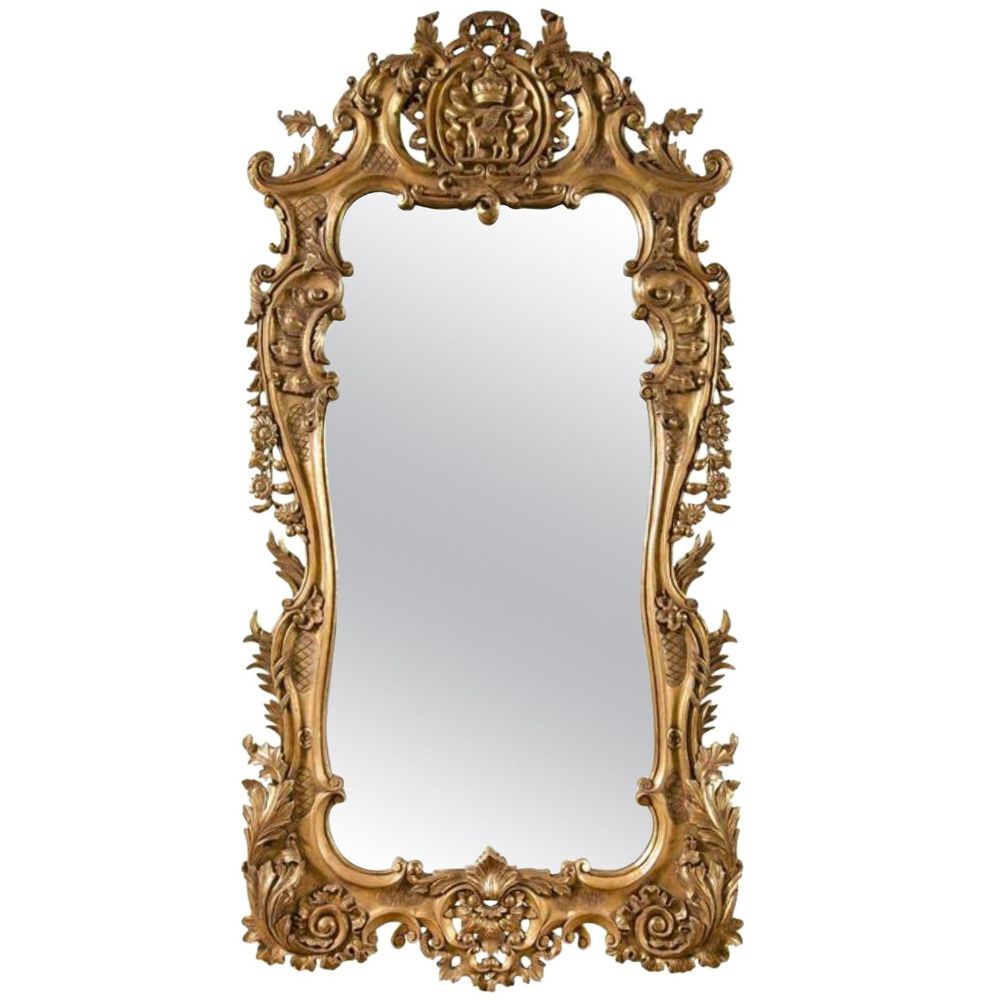 Monumental Louis XV Style Giltwood Mirror Exquisite Details