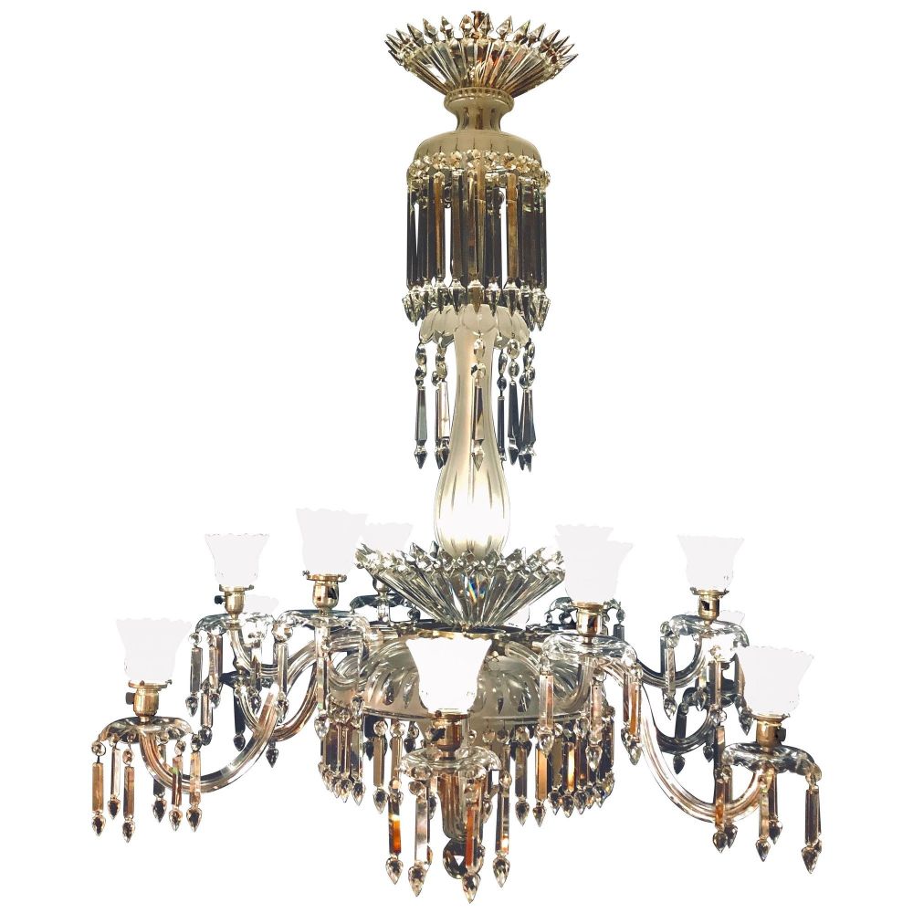 Victorian 19th Century Crystal & Lalique Style Cornelius & Baker Chandelier