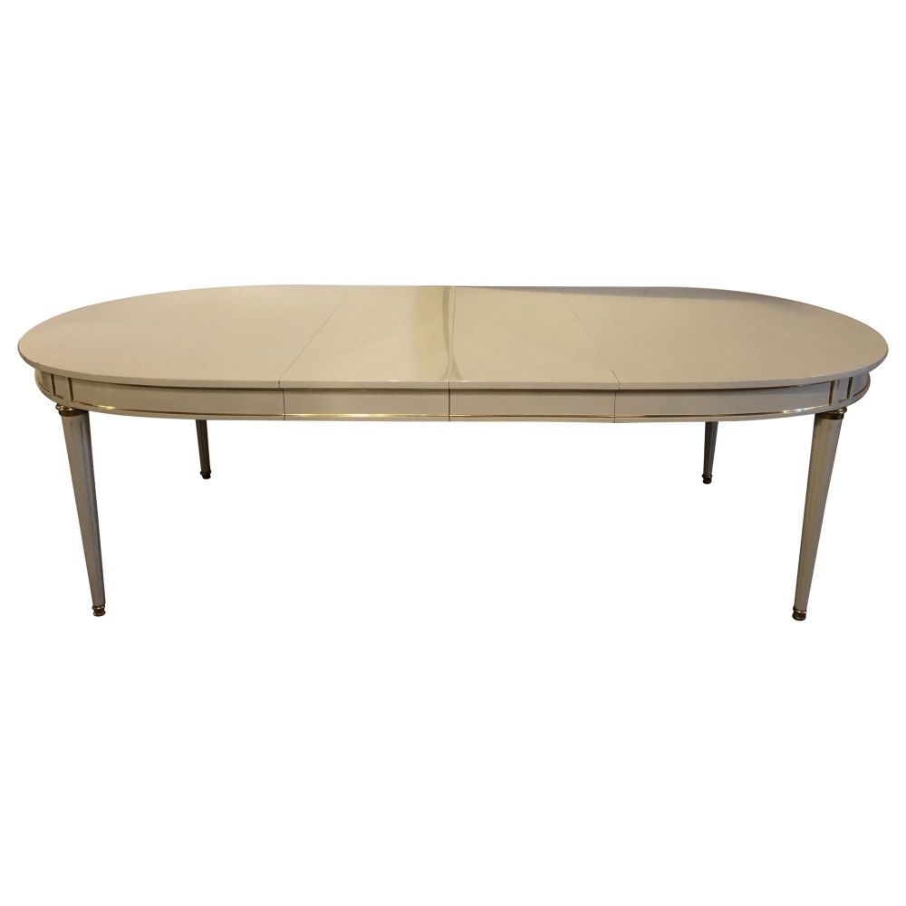 Hollywood Regency, Gray Lacquer, Bronze, Dining Table