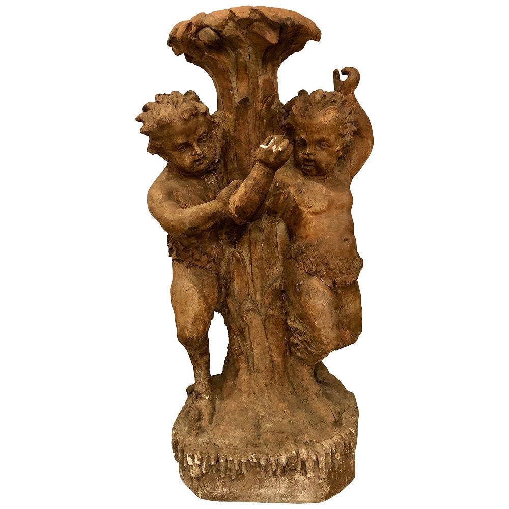 Late 18th or Early 19th Century Terracotta Putti Figural Fountain / Planter Base
