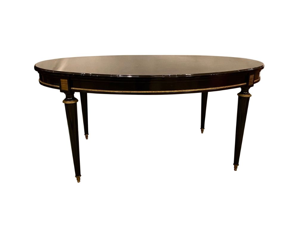 Louis XVI Jansen Style Center or Dining Table Black Lacquer Steinway Finish