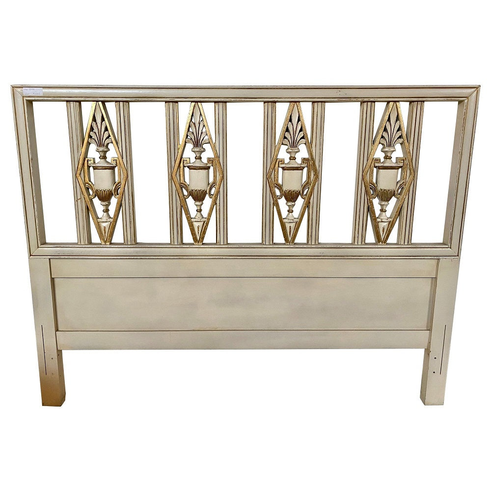 Hollywood Regency Headboard, Queen Size Bed, Gilt and Paint Decorated