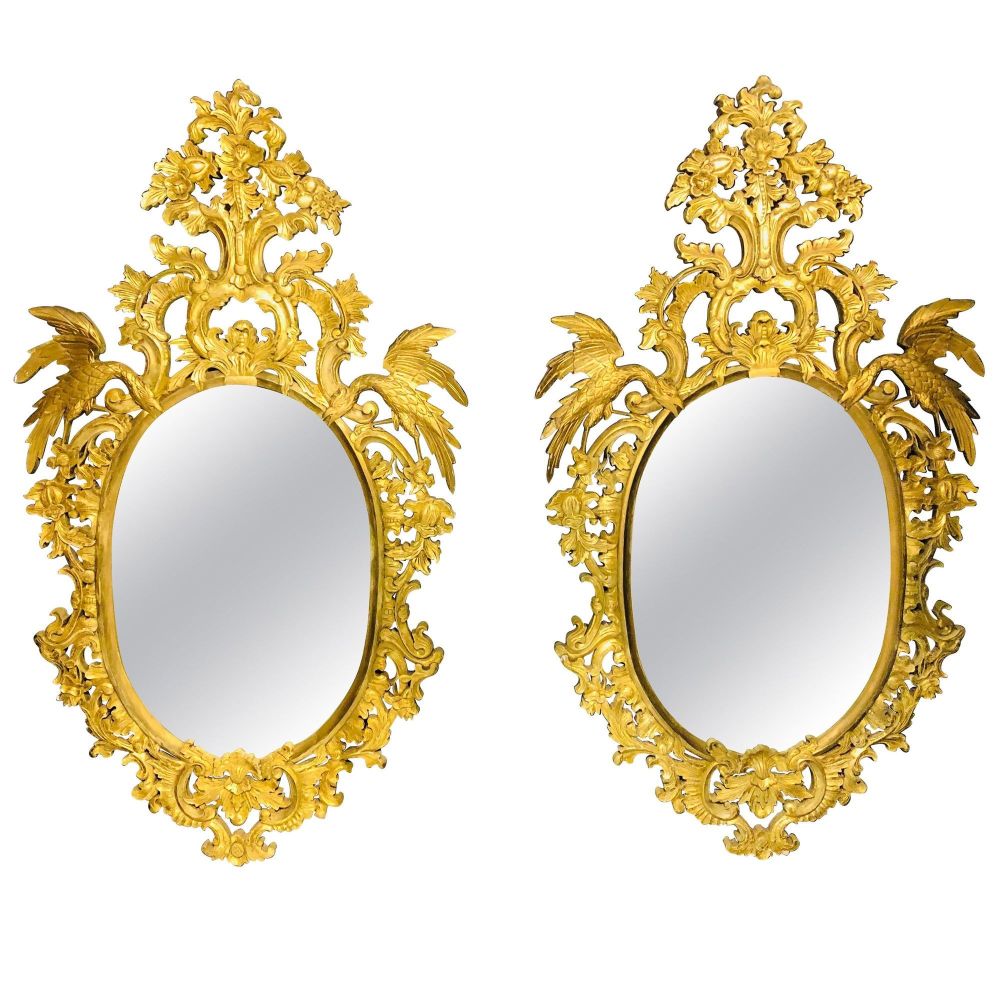 Chippendale Style Console, Wall or over the Mantle Mirrors, a Pair Italian