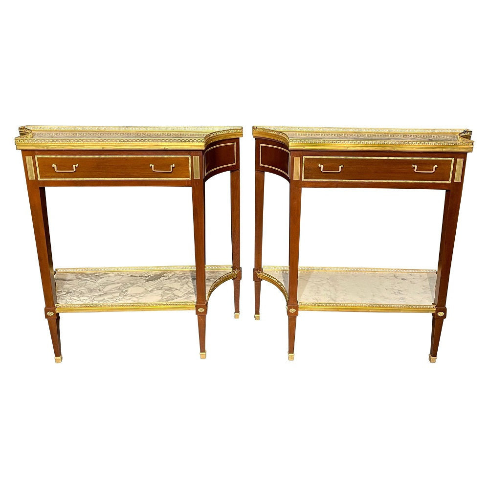 Jansen Style, Russian Neoclassical, Mahogany, Bronze, Marble, 1960s