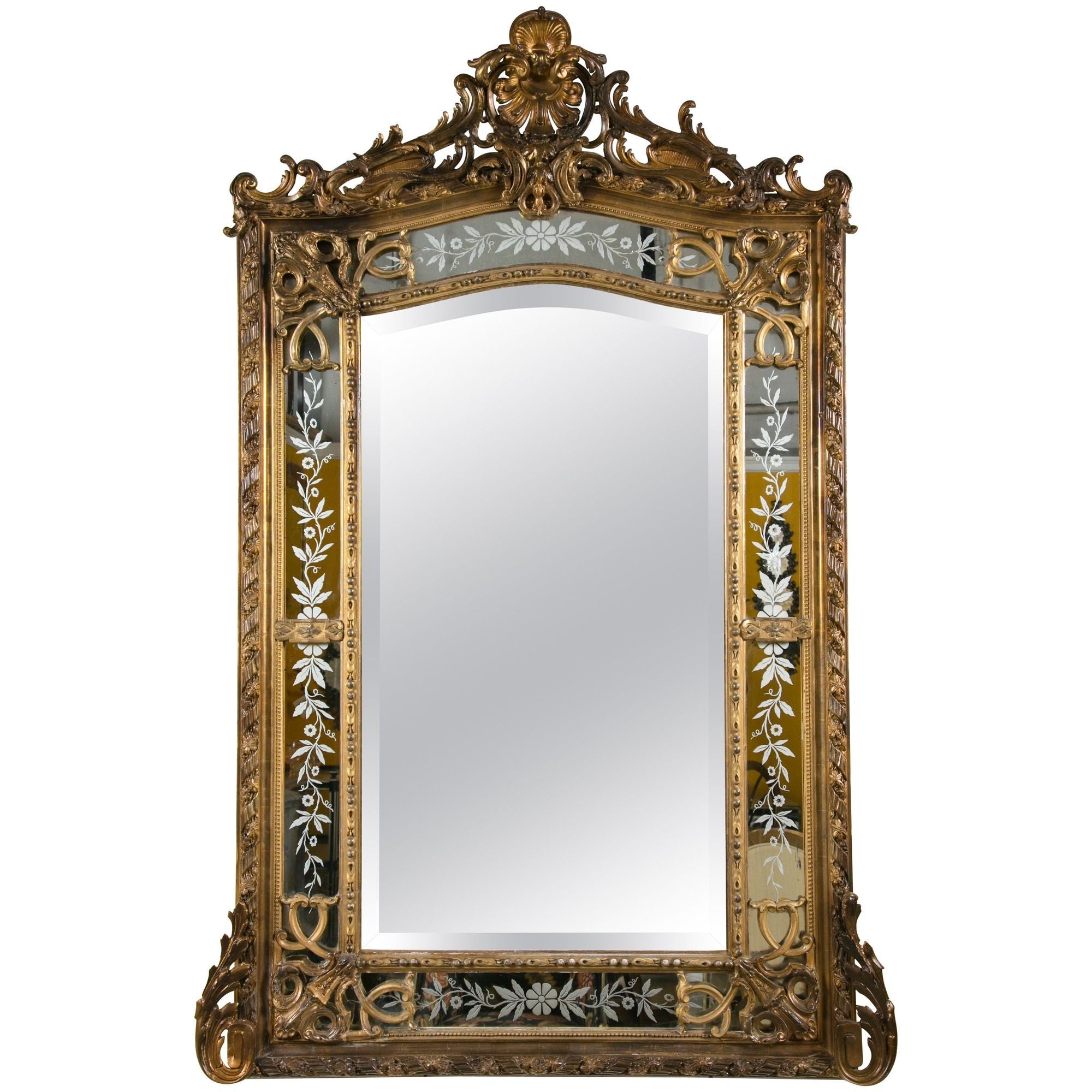 19th Century French Gilded Wood and Gesso Monumental Mirror
