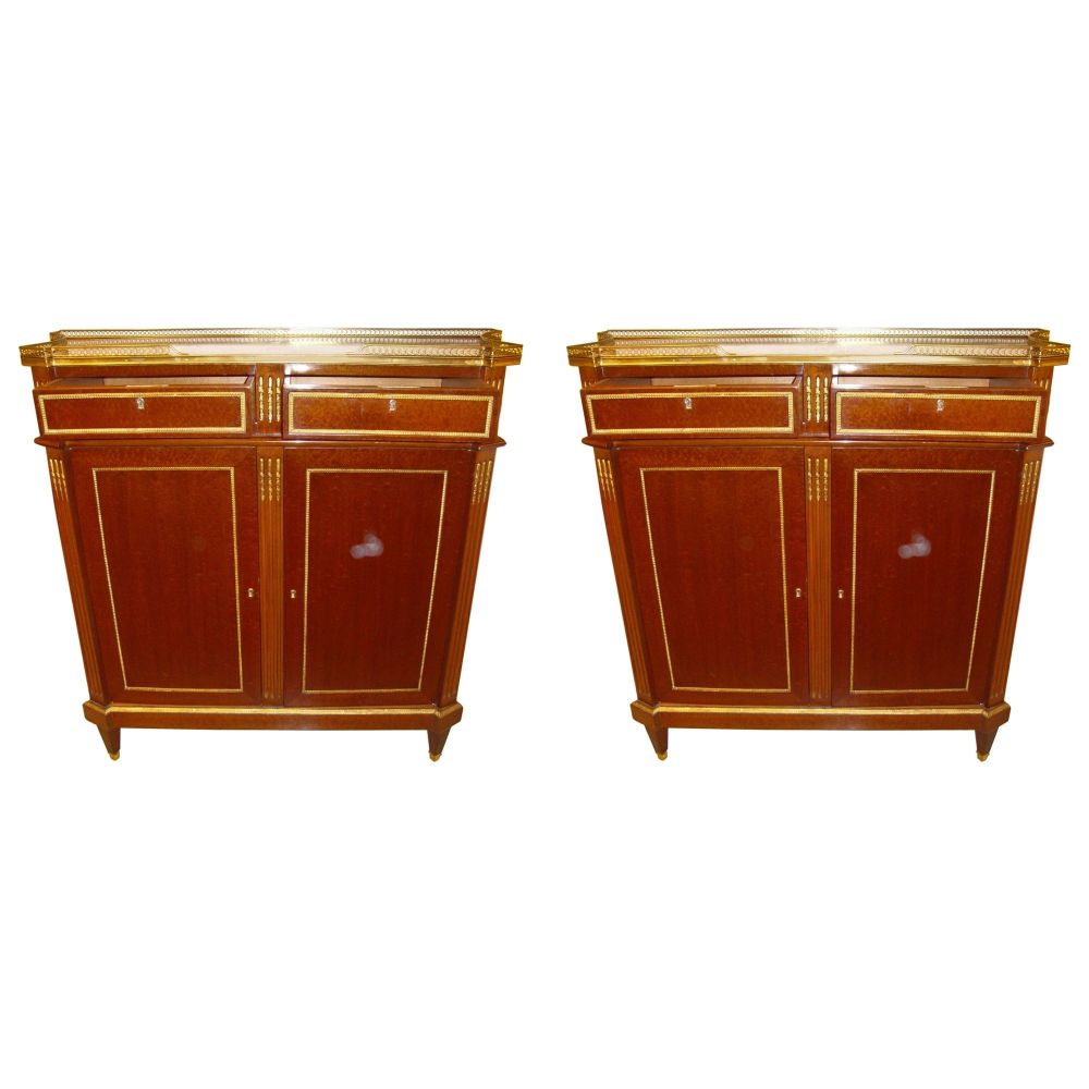 Pair of Maison Jansen Russian Neoclassical Style Cabinets