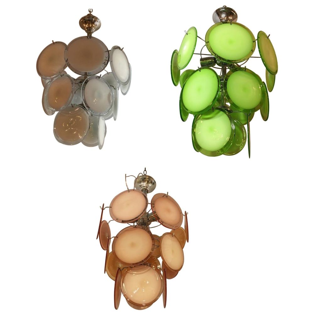 One of a Group of Murano Glass Circular Disk Ceiling Lights