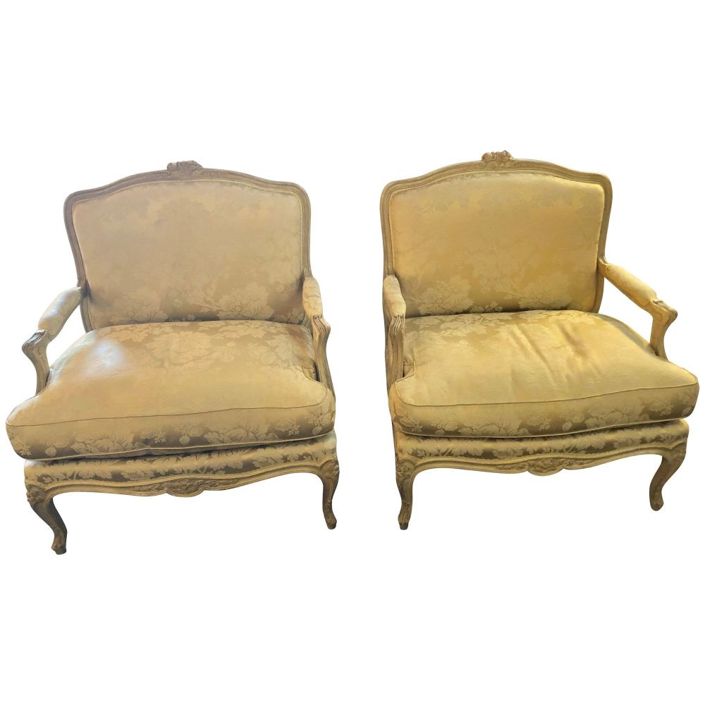 Pair of Louis XV Style Lounge Chairs by Maison Jansen