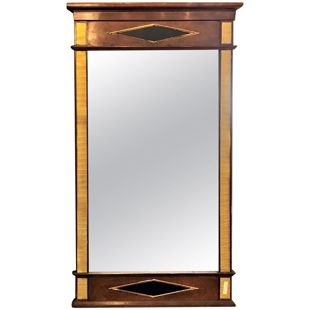 Fine Bronze Mounted Mahogany Ebonized Russian Neoclassical Wall Mirror