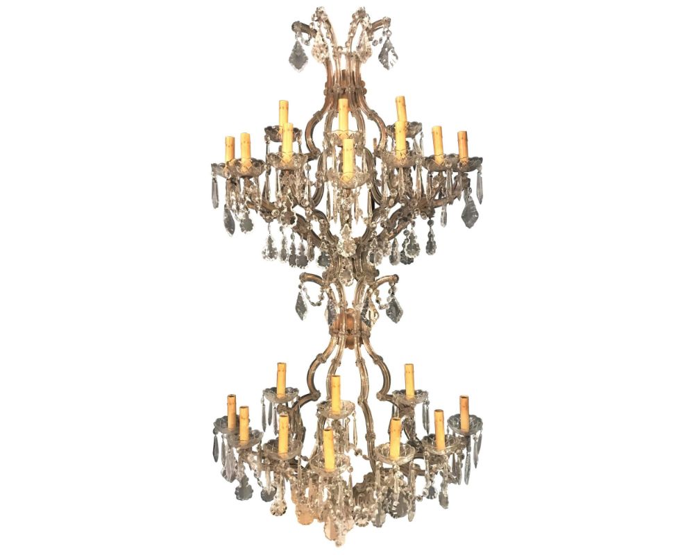 Pair of Venetian Crystal Ten Lights Wall Sconces, circa 1940
