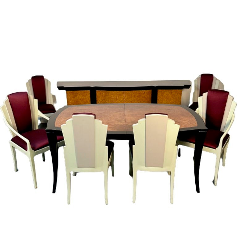 Vladimir Kagan Eva Dining Set, Sideboard, Table, Six Chairs, Labeled, Provenance