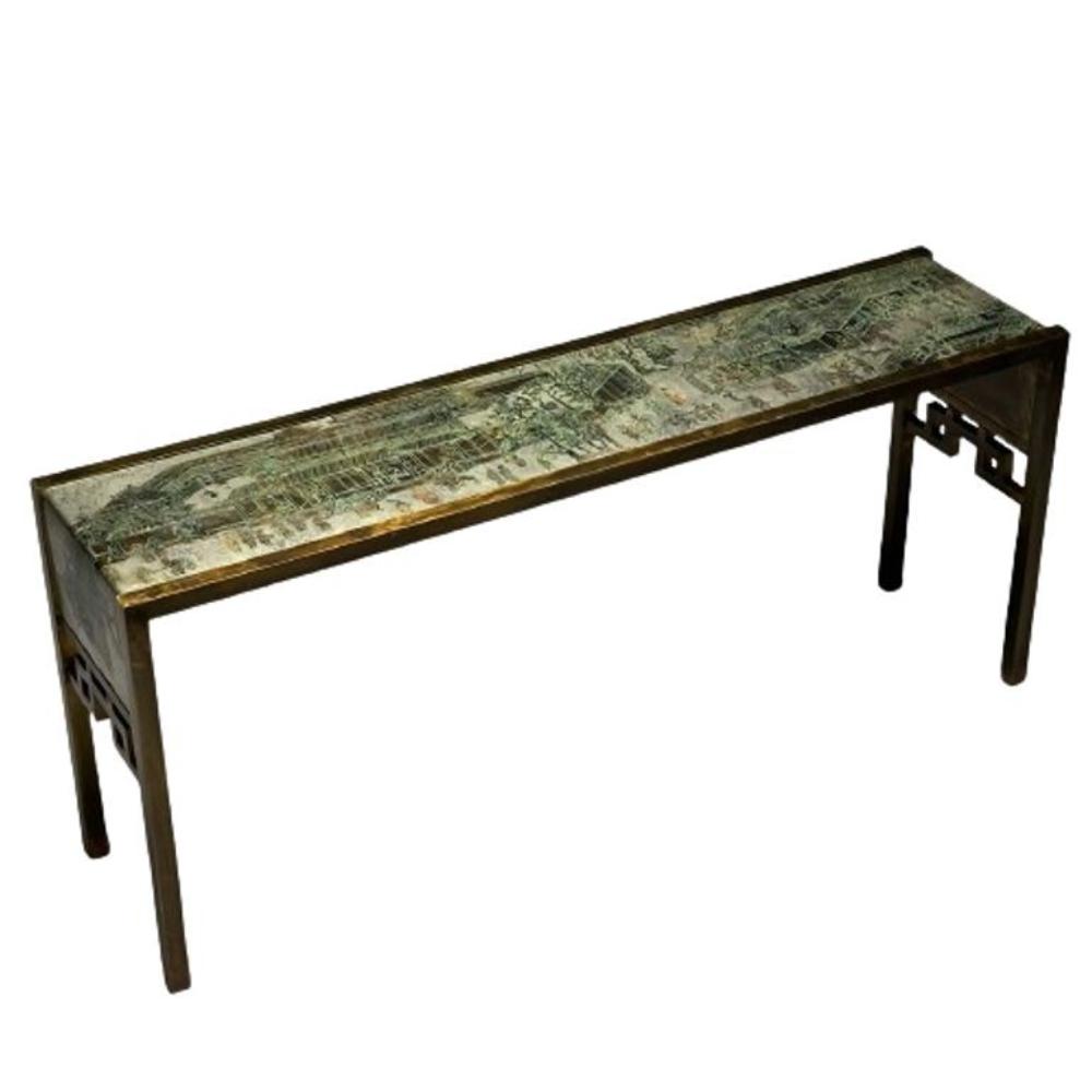Philip & Kelvin LaVerne, Bronze, Large Spring Festival Console Table, 1960s