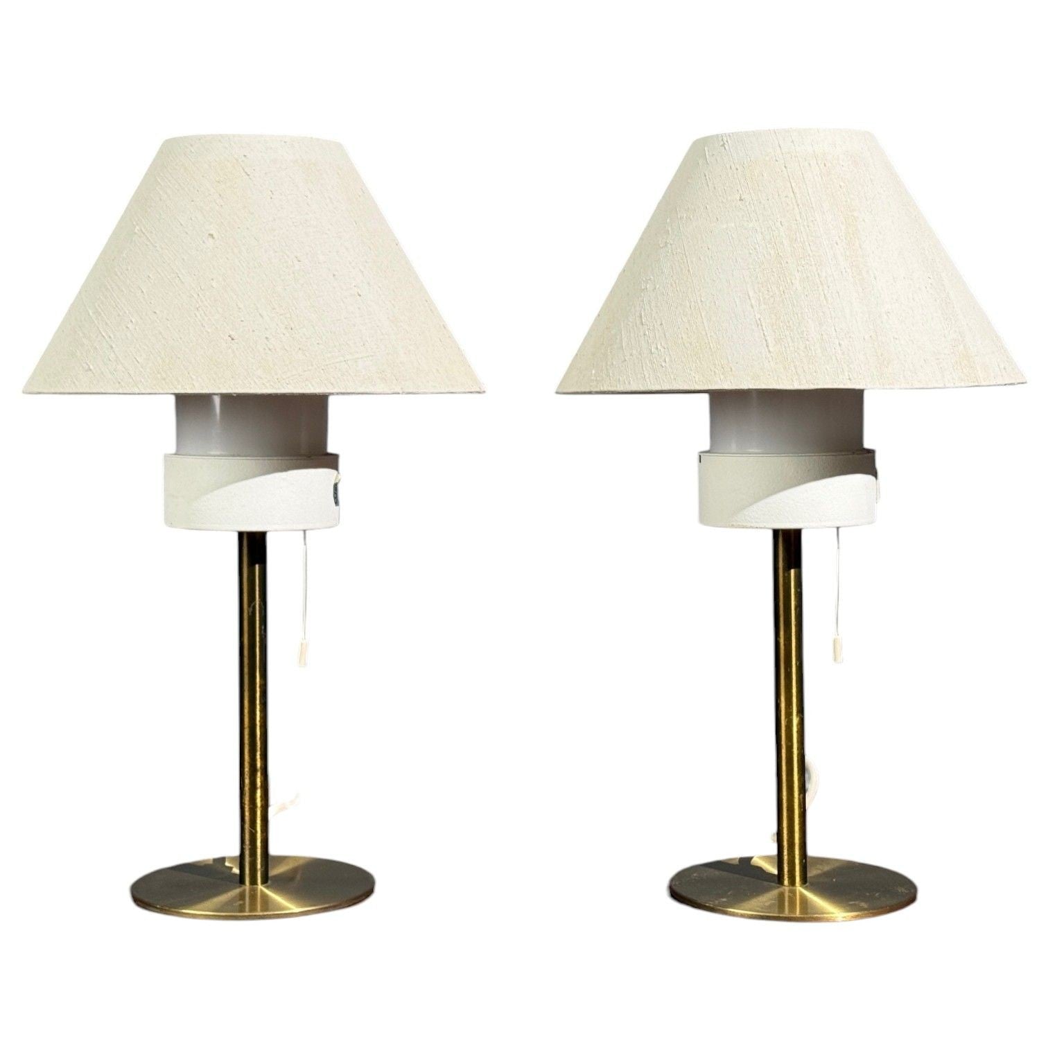 Luxus, Table Lamps, Brass, Fabric, Sweden, 1960s