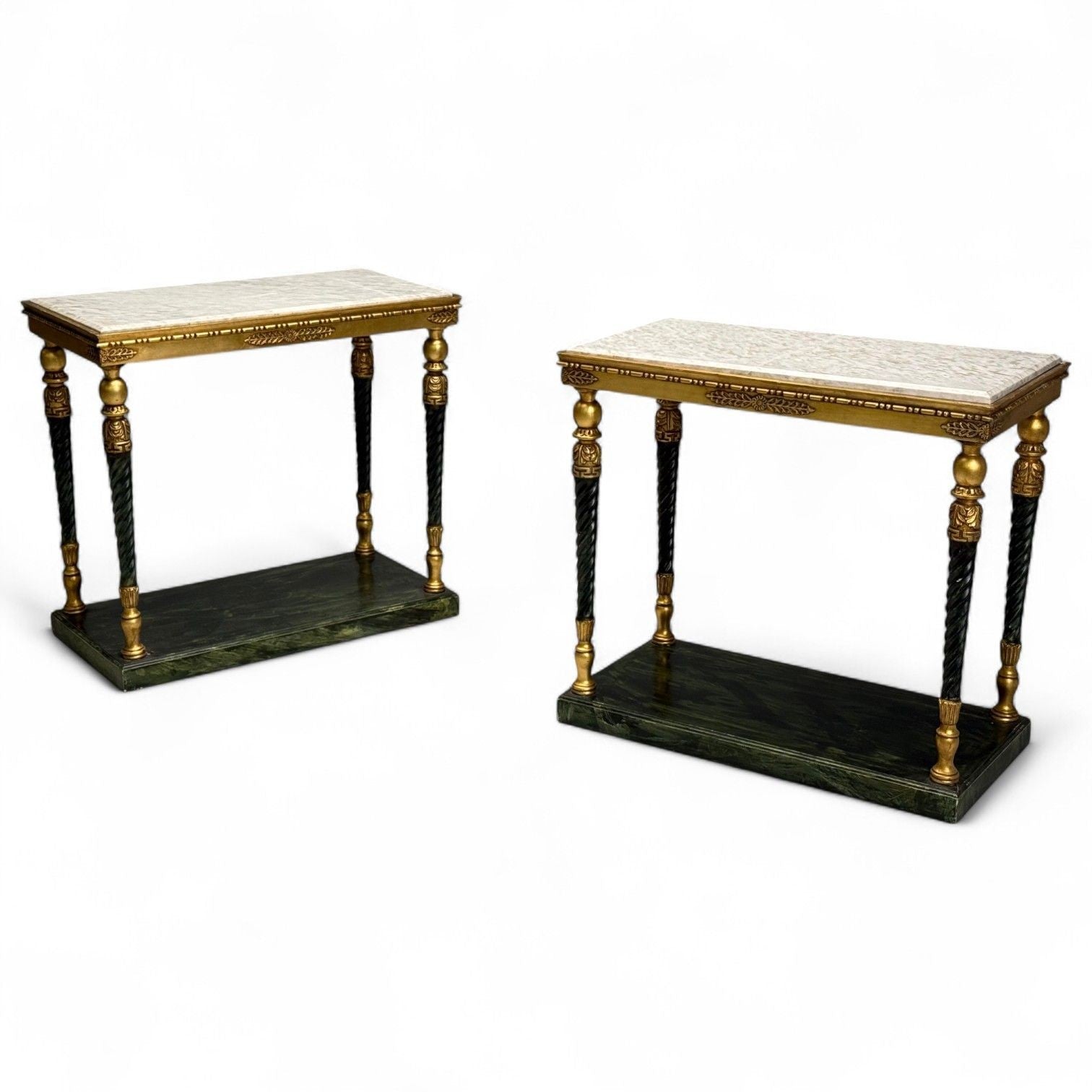 Swedish Neoclassical Style, Giltwood, Marble, Console Tables, Sweden, 20th c.