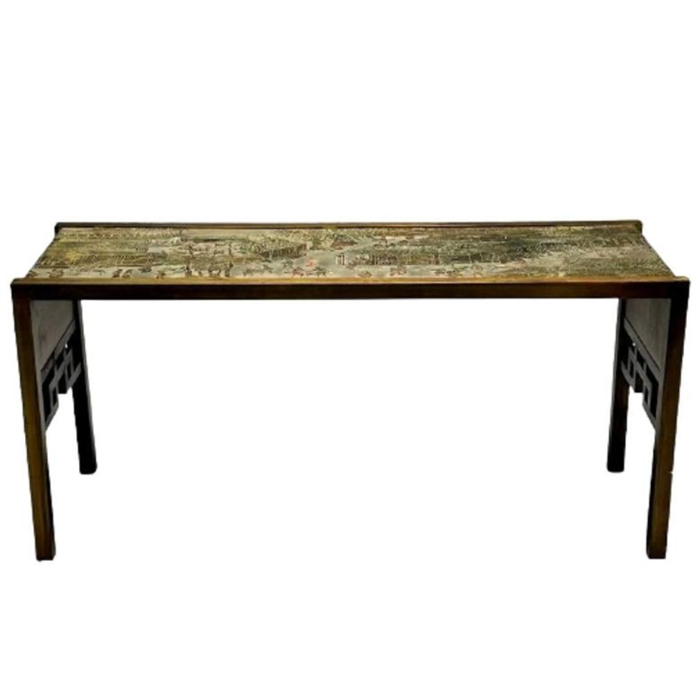 Philip & Kelvin LaVerne Mid-Century Modern Spring Festival Console Table, Bronze