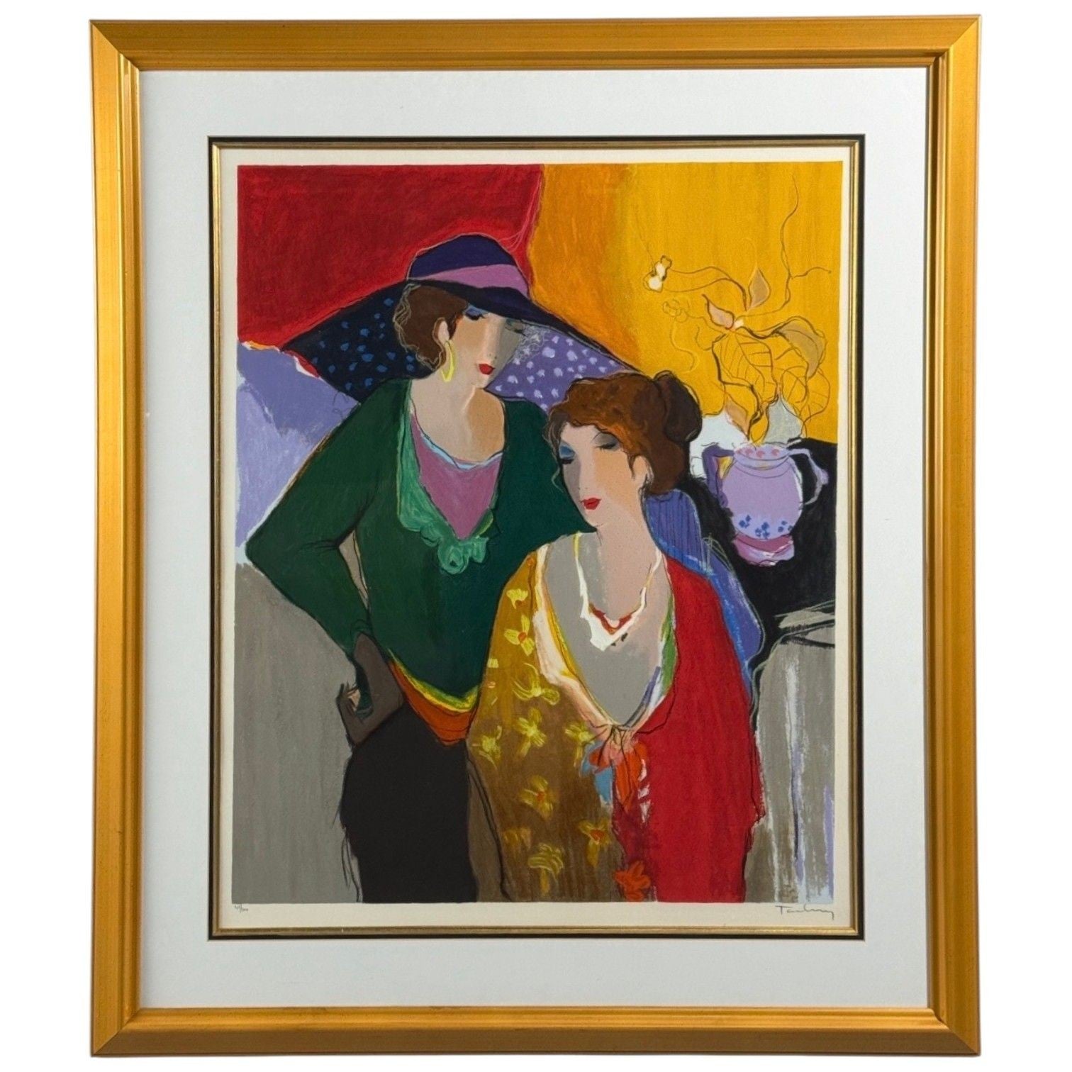 Itzchak Isaac Tarkay, Fauvism, "On the Stage" Signed and Numbered Silkscreen, 20th c.