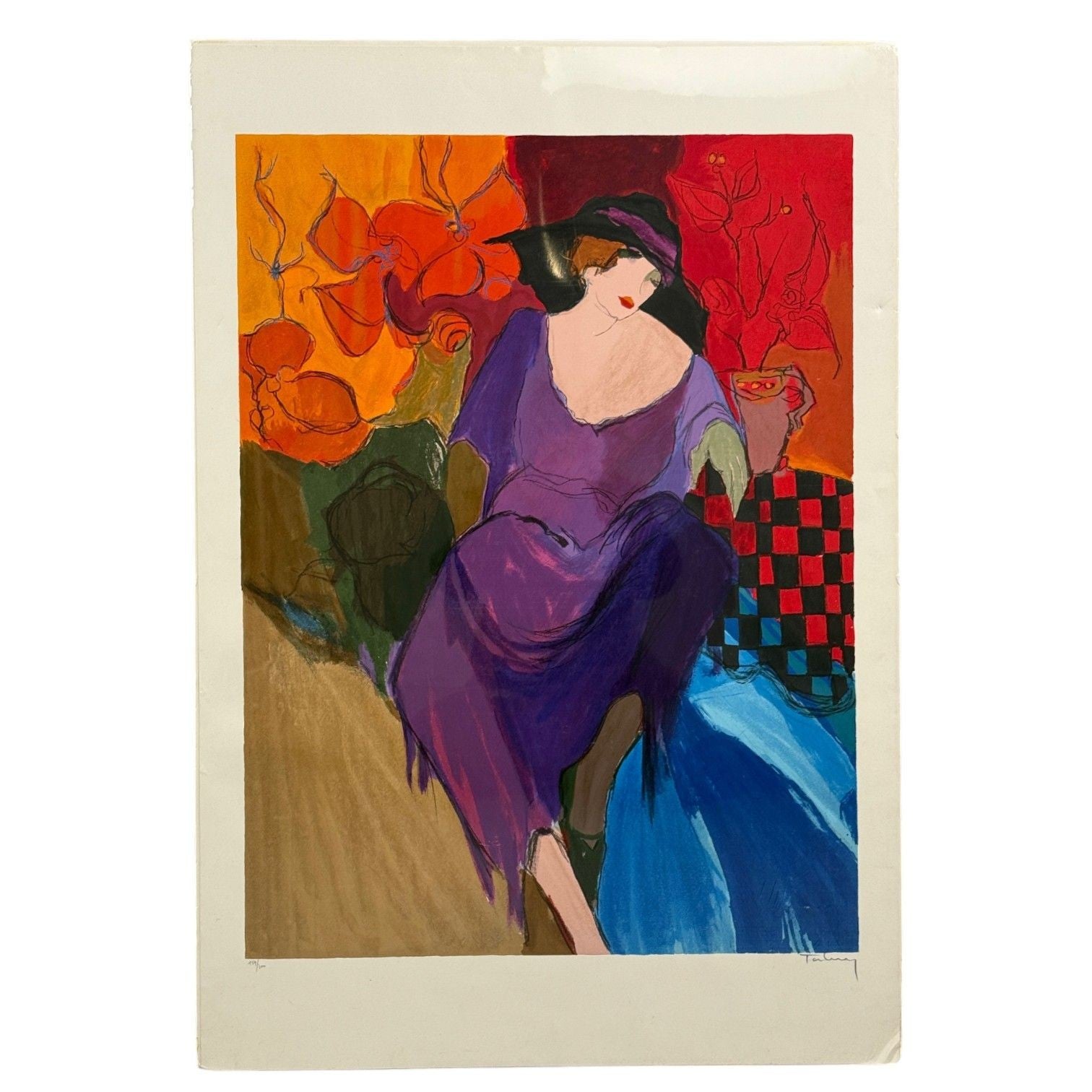 Itzchak Isaac Tarkay, Fauvsim, "Femme Fatale" Signed and Numbered Silkscreen, 20th c.