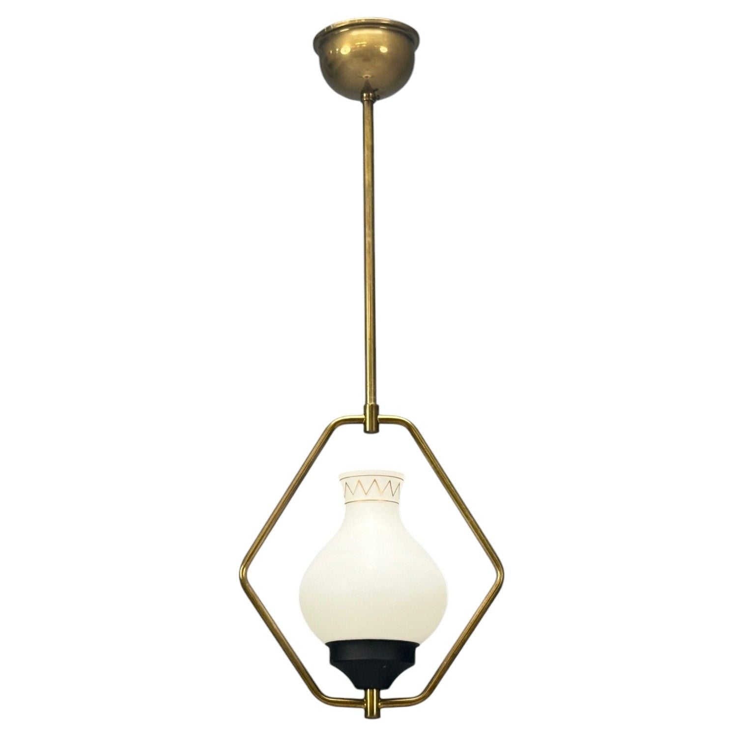Danish Modern, Brass, Glass, Pendant Light, Denmark, 1960s