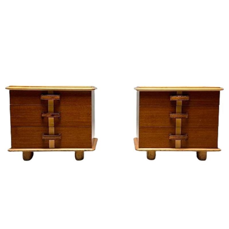 Mid-Century Modern Paul Frankl / John Stuart Nightstands, Side, End Tables, 1950