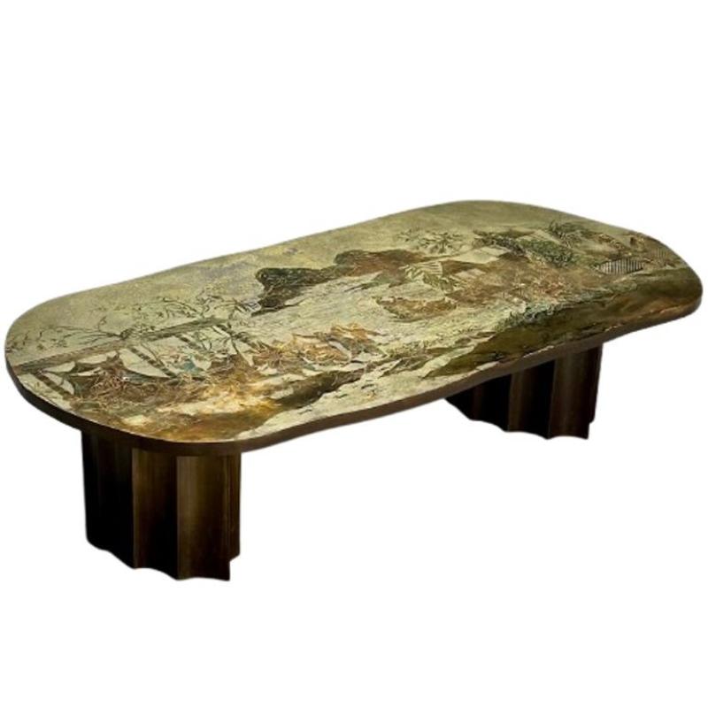 Philip and Kelvin LaVerne, Mid-Century, T'ang Marriage Coffee Table, Bronze