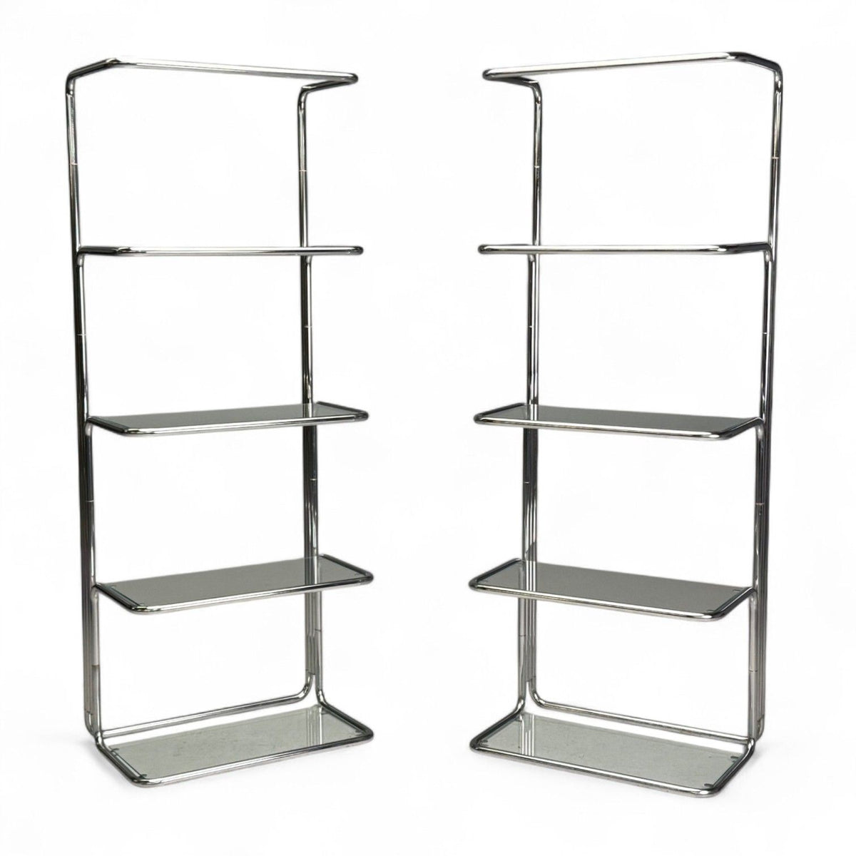 American Mid-Century Modern, Chrome, Glass, Etageres, United States, 1970s