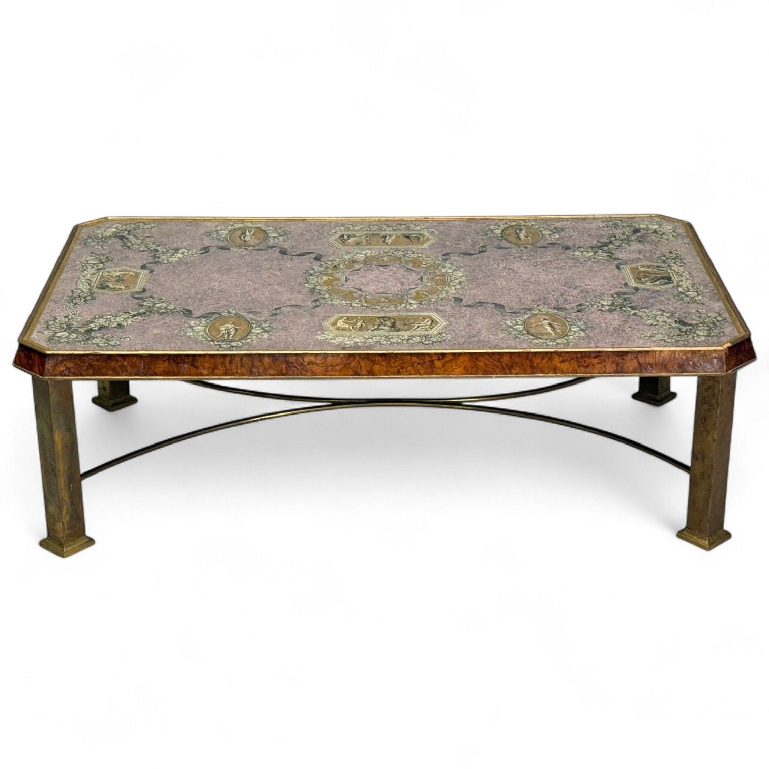 Italian Modern, Bronze, Burlwood, Monumental Coffee Table, Italy, 1940s