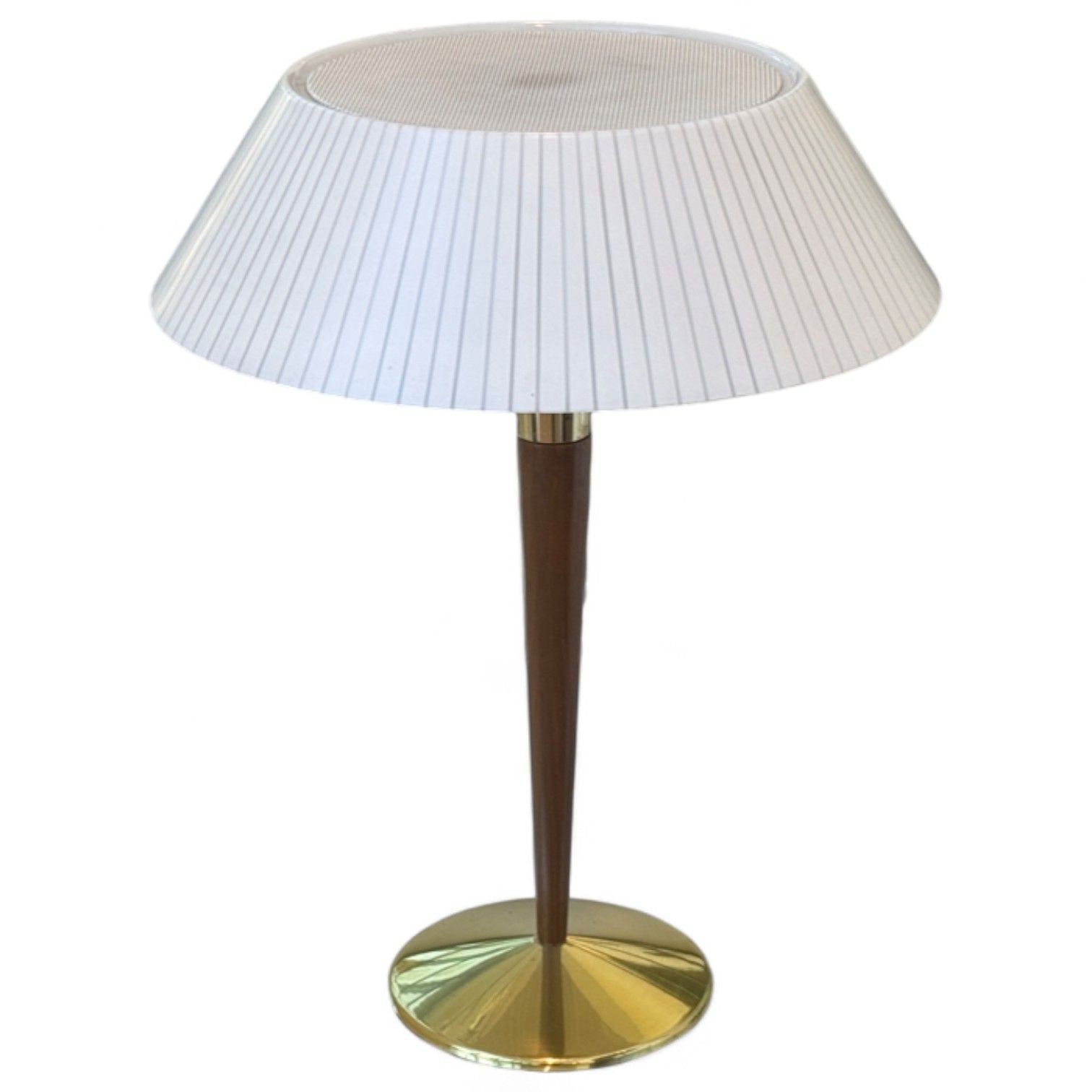 Gerald Thurston, Teak, Brass, Plastic, Table Lamp, USA, 1960s