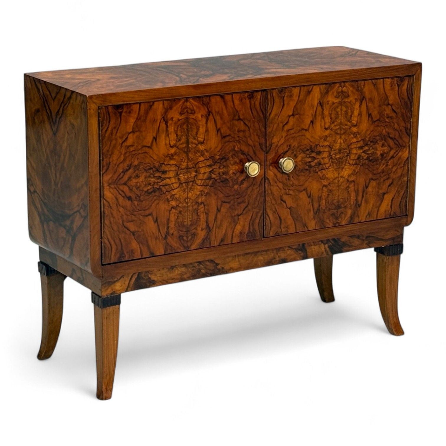 Emilio Lancia attr., Italian Modern, Walnut Root, Brass, Commode, Italy, 1930s