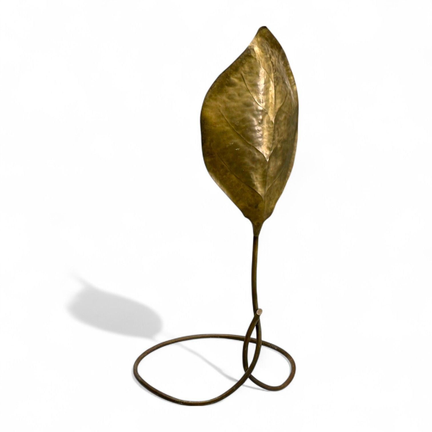 Tomasso Barbi, Patinated Brass, Ginko Leaf Floor Lamp, Italy, 1970s