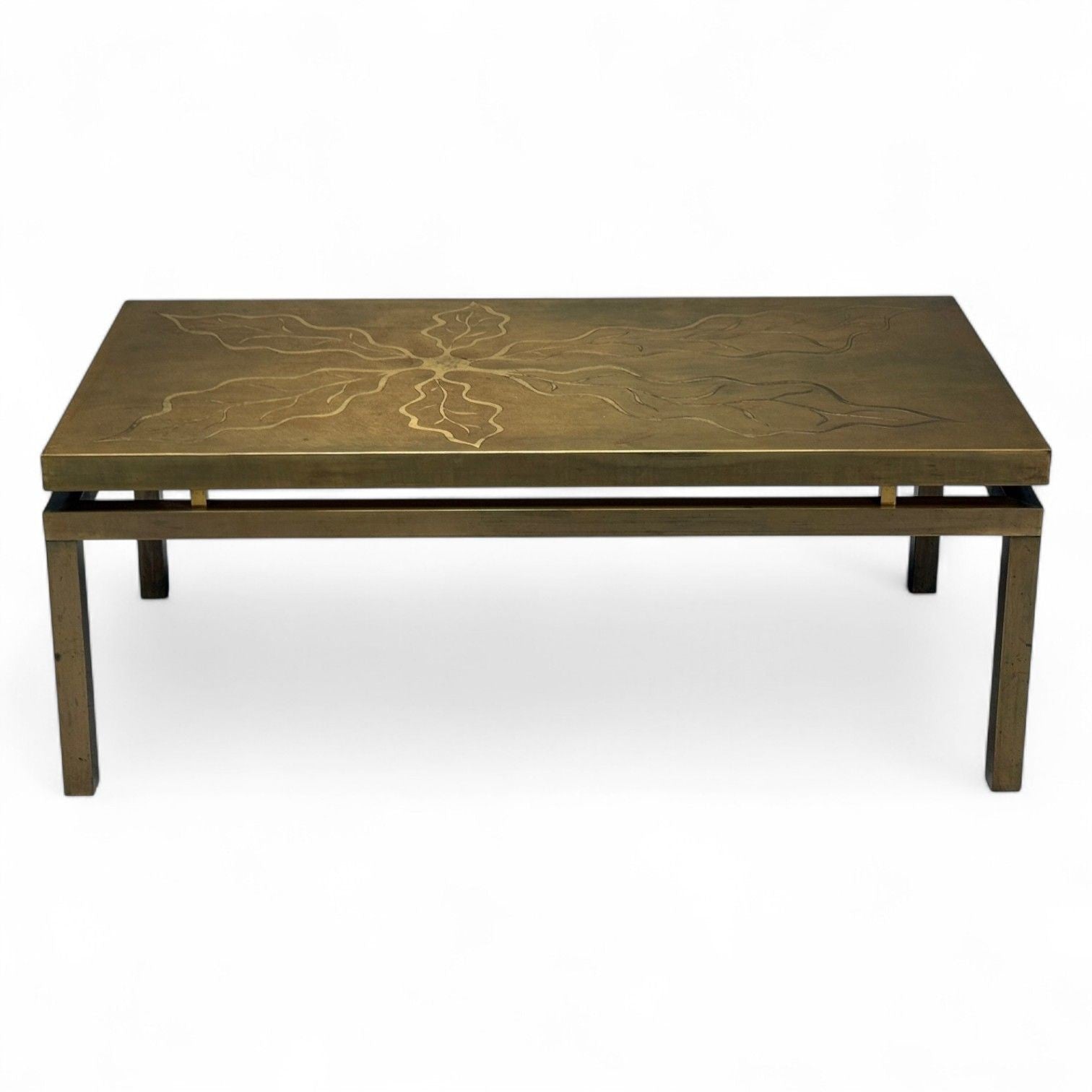 Willy Daro, Engraved Brass, Coffee Table, Belgium, 1970s