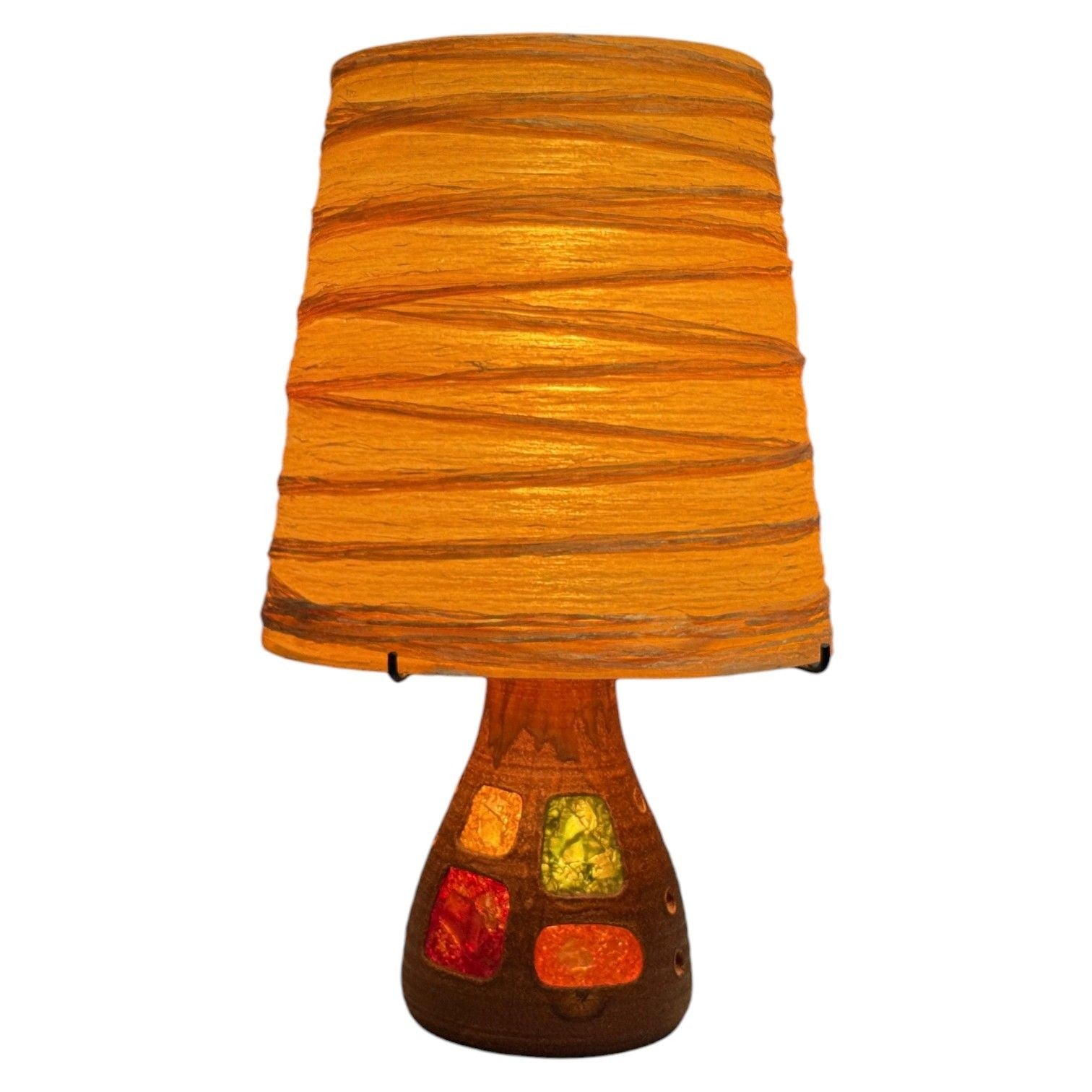 Accolay, Ceramic, Stained Glass, Spun Resin, Table Lamp, France, 1960s