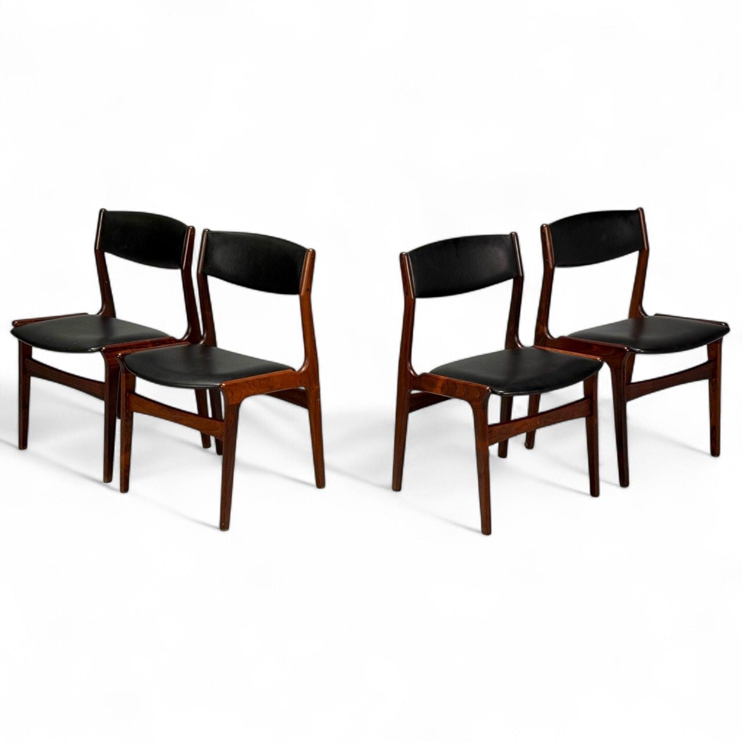 Danish Modern, Rosewood, Leatherette, Dining Chairs, Denmark, 1950s