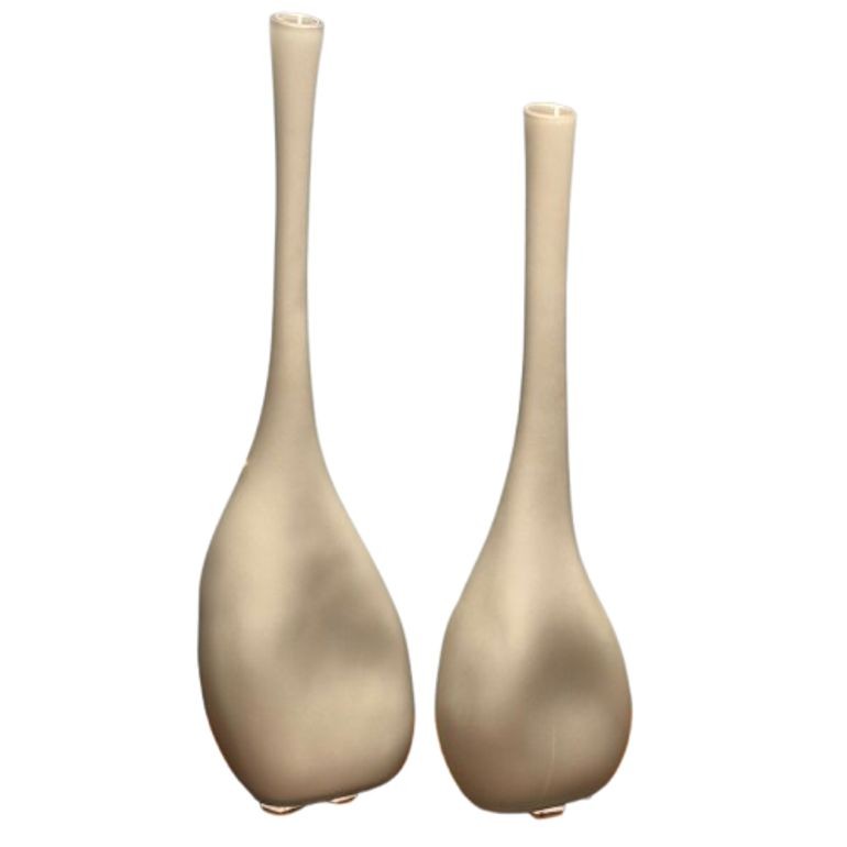 Alfredo Barbini, Italian Mid-Century Modern, Vases, Grey Glass, Italy, 1970s