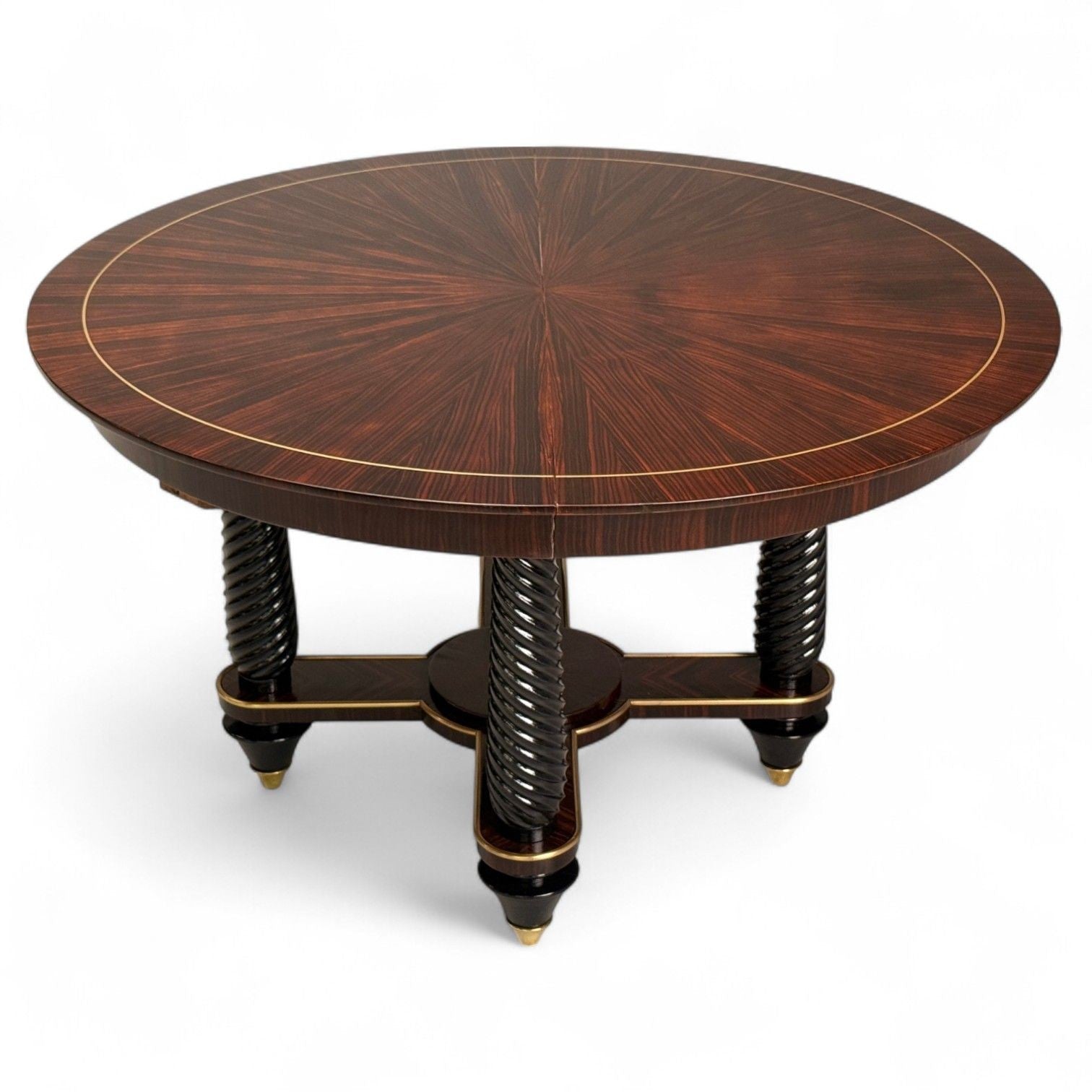 Regency, Macassar, Ebony, Brass Inlay, Center Table, France, 1970s