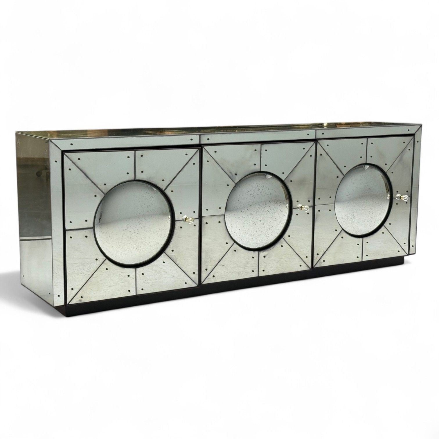 Art Deco Style, Painted Wood, Antique Glass, Mirrored Sideboard or Credenza