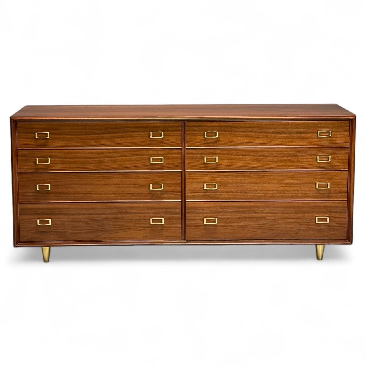 Paul Frankl, John Stuart, Mid-Century Modern, Dresser, Walnut, Brass,