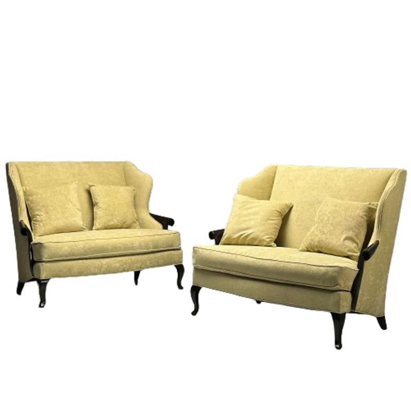 Christopher Guy, Contemporary, Sofas, Celadon Velvet, Mahogany, USA, 2010s