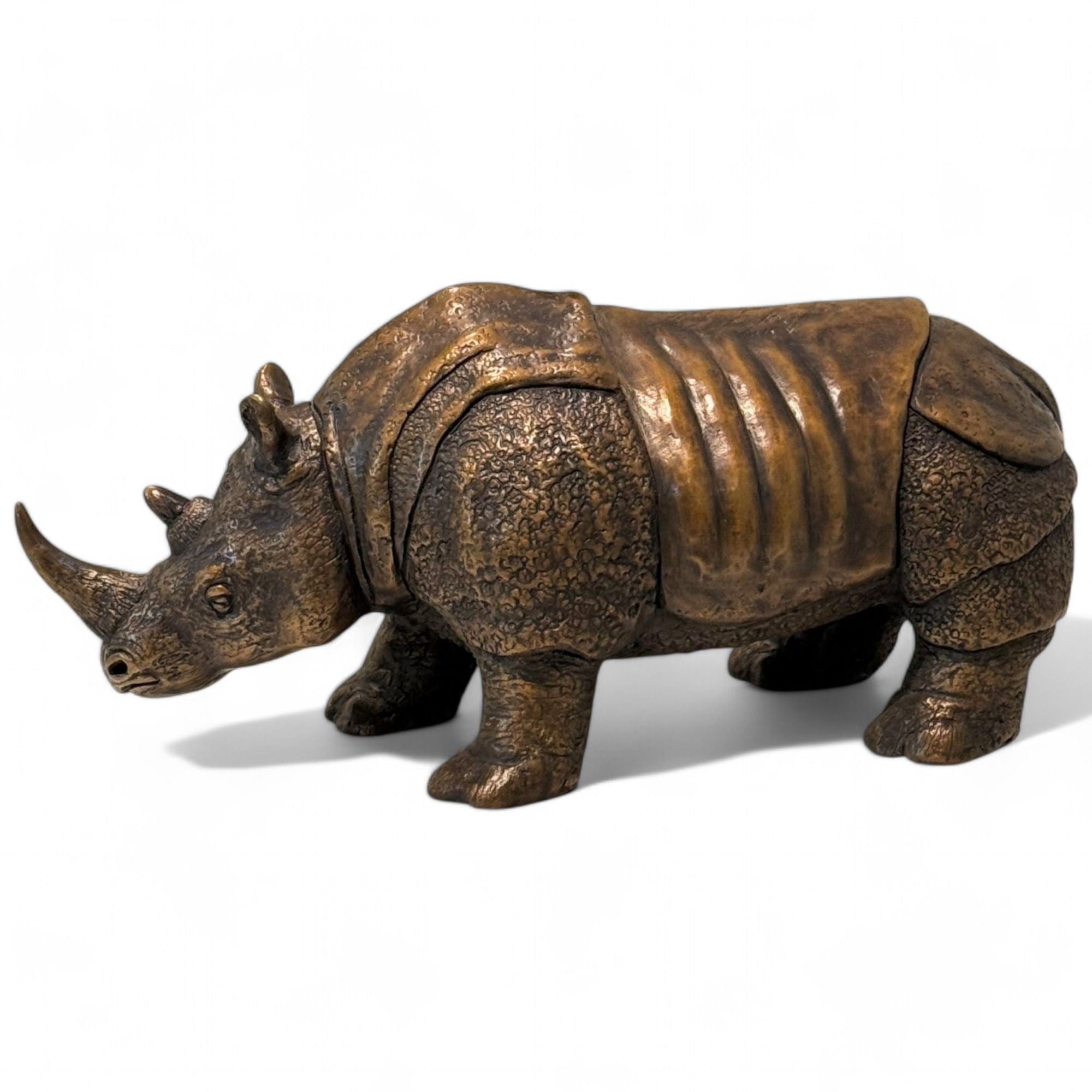 Modern Asian Rhino Sculpture, Hot Cast Bronze, American, 21st C.
