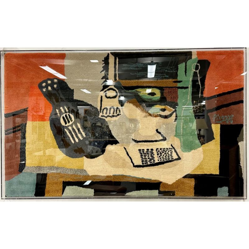 Framed Carpet, Picasso's 'Guitar, Glass, and Fruit Dish' Rug, Decorative Art