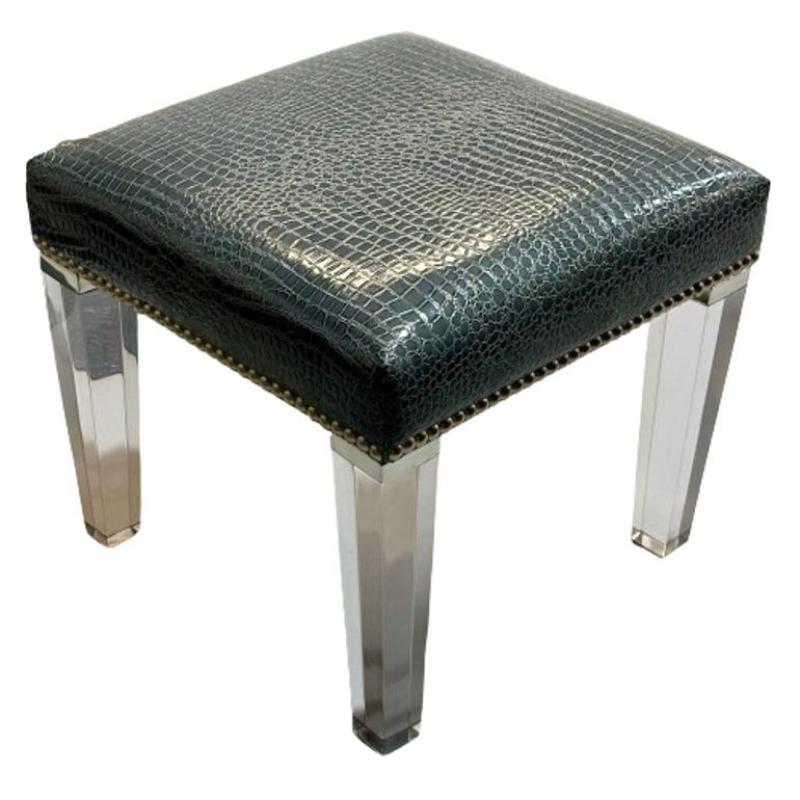 Contemporary, Modern Footstool, Chrome, Acrylic, Faux Snakeskin, 2010s