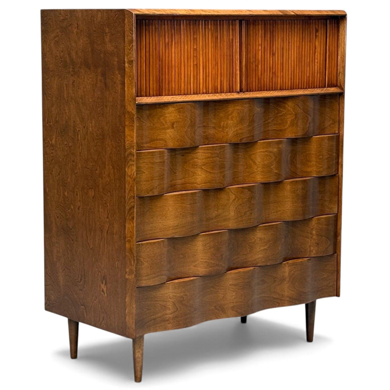 Edmund J Spence, Swedish Modern, Maple, Wave Highboy, Sweden, 1950s