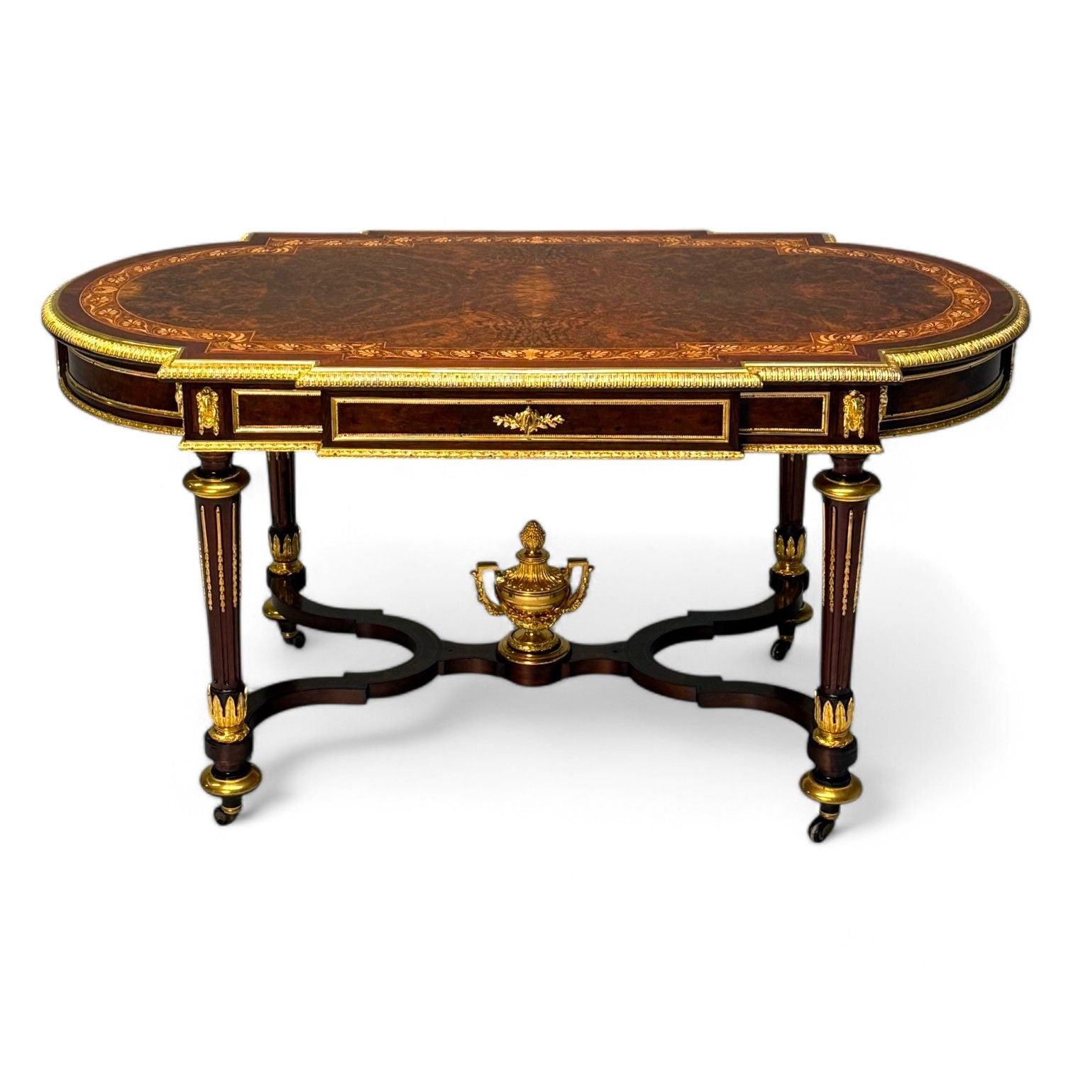 Napoleon III, Desk, Center Table, Bronze, Inlaid Tortoise, France, 19th Century