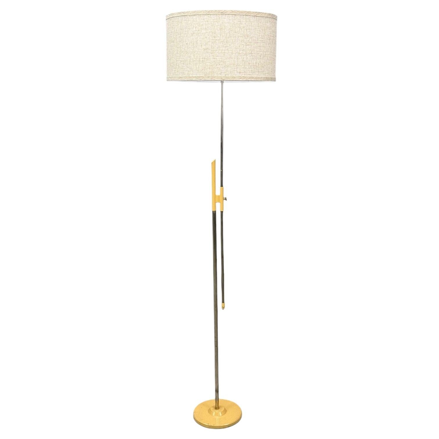 Polish Modern, Steel, Lacquered Metal, Adjustable Floor Lamp, Poland, 1960s