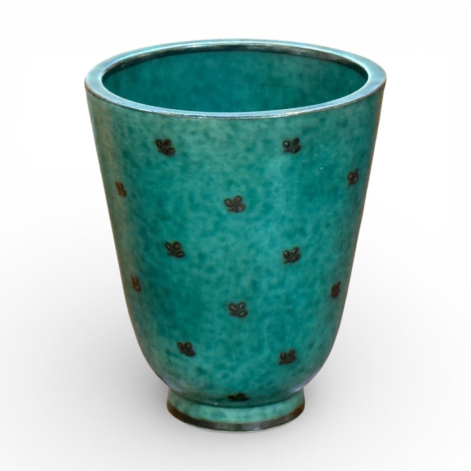 Wilhelm Kage, Green Ceramic, Argenta Vase, Sweden, 1930s
