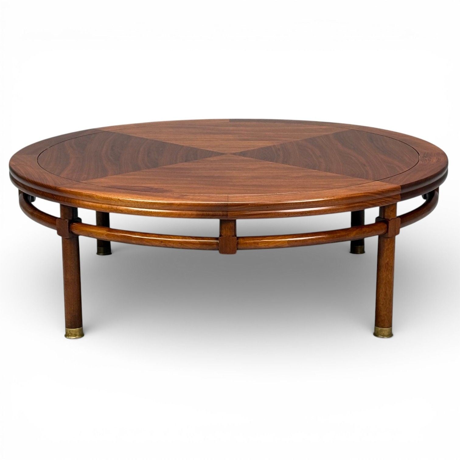T.H. Robsjohn-Gibbings, Round Coffee Table, Brass, Walnut, USA, 1960s