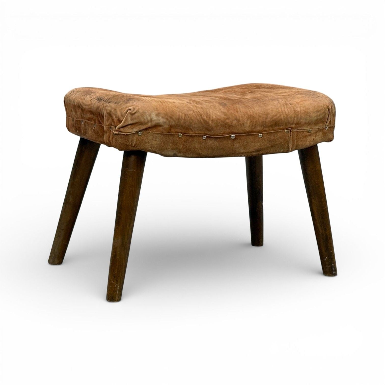 Madsen and Schubell, Ottoman, Beech, Suede, Sweden, 1940s