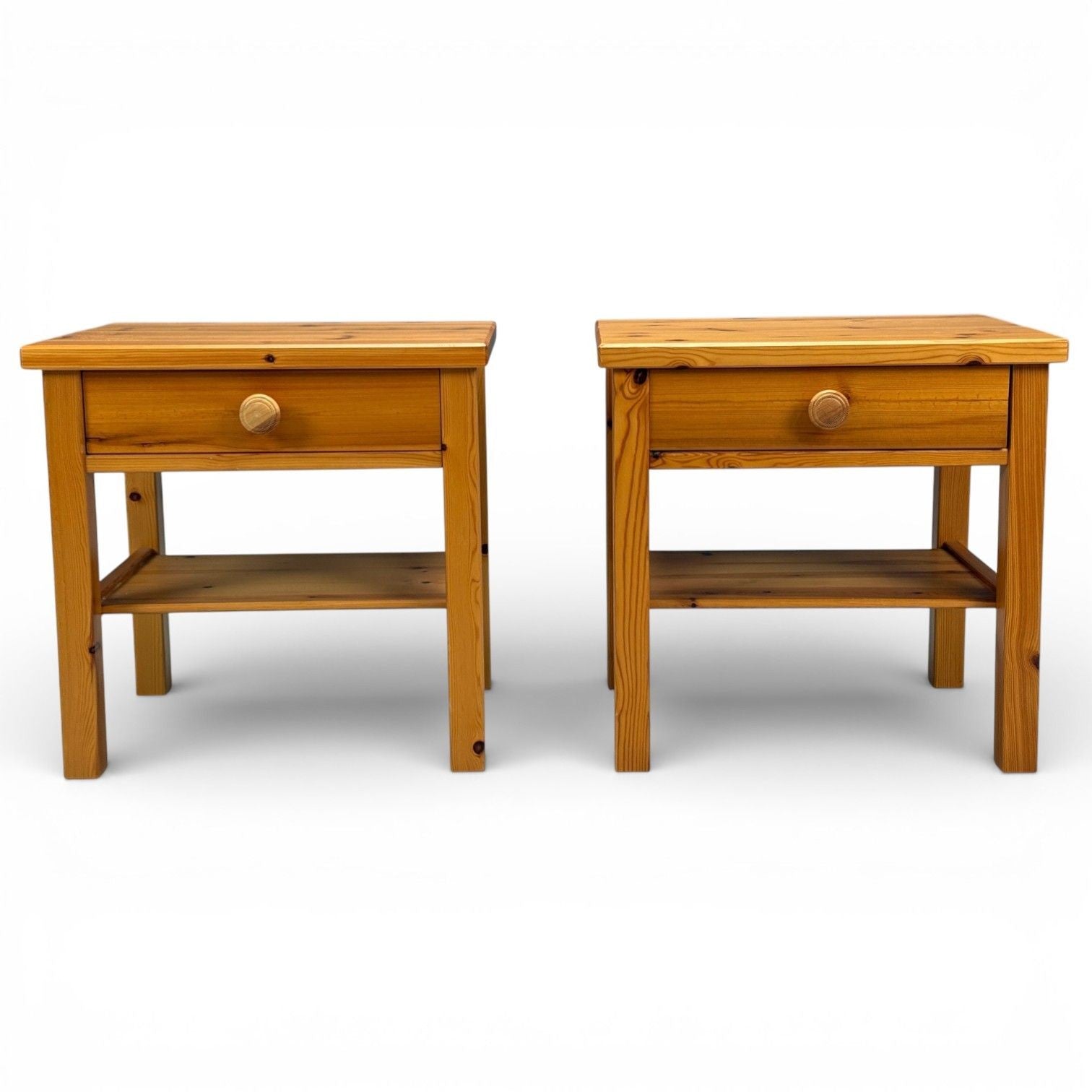 Swedish Modern, Nightstands, Pine, Sweden, 1970s