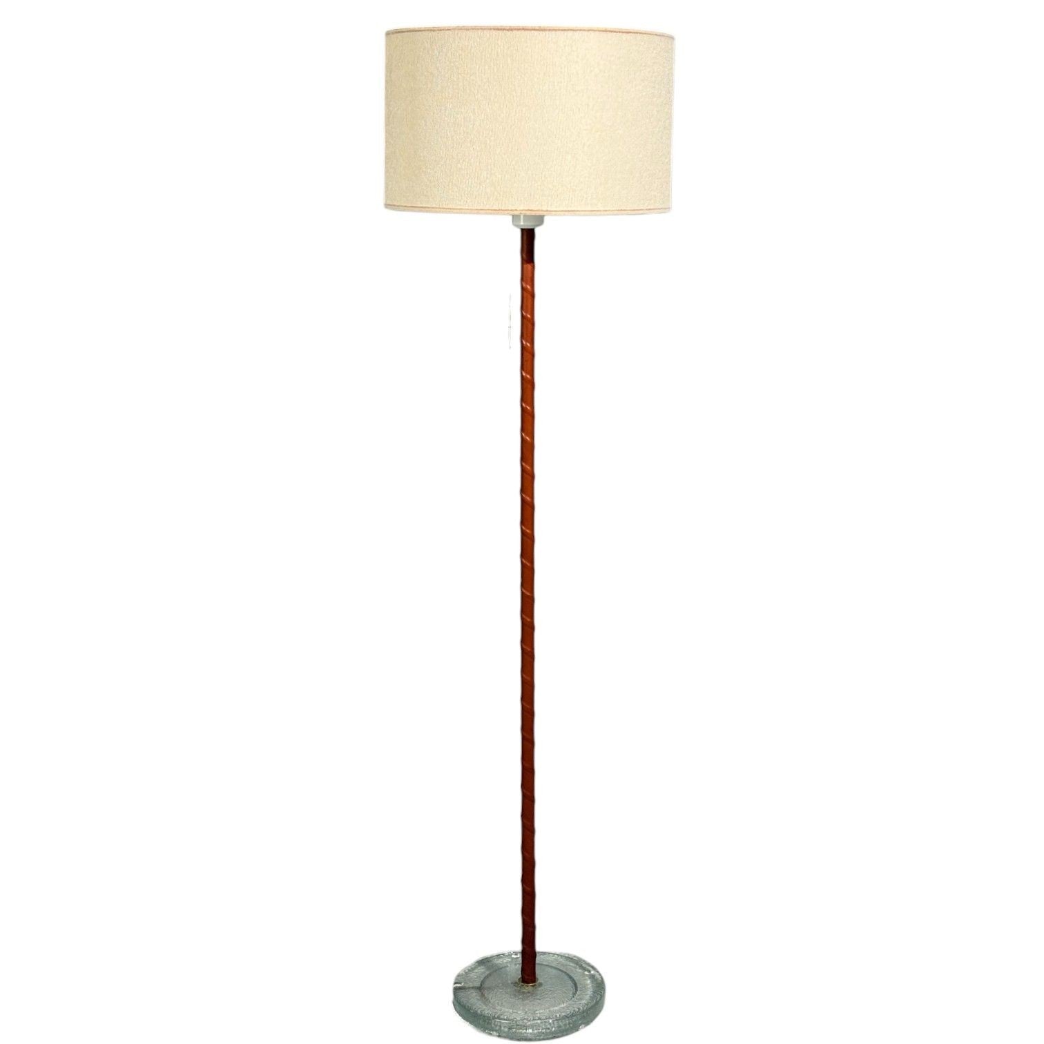 Falkenbergs Belysning, Floor Lamp, Leather, Glass, Sweden, 1960s