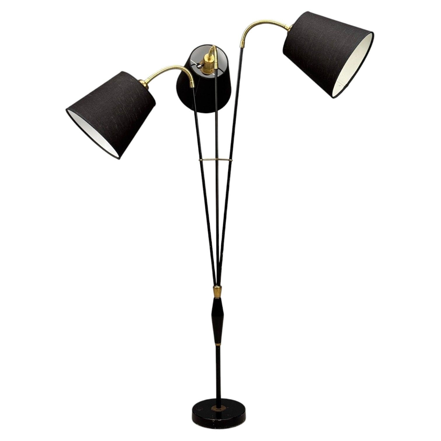 AJH, Swedish Modern, Adjustable Floor Lamp, Metal, Brass, Sweden, 1950s